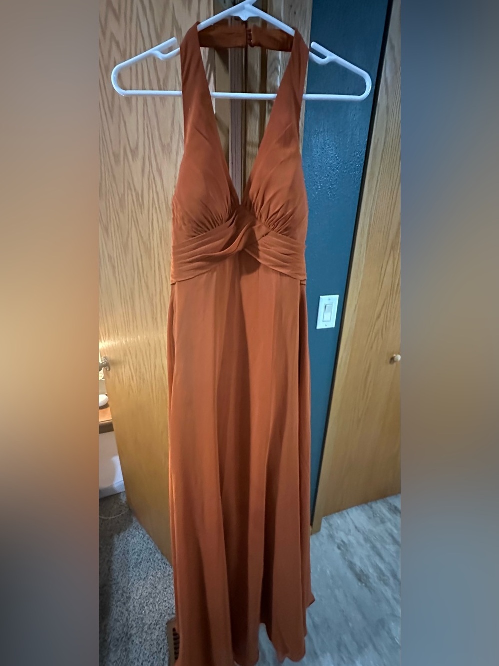 Azazie Rust Twisted Bodice Maxi Dress